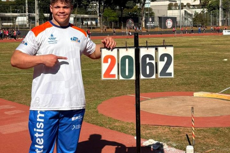 Pyetro Roberto Souza, da ADC SBC, quebra recorde brasileiro do arremesso do peso no Campeonato Paulista Sub-18
