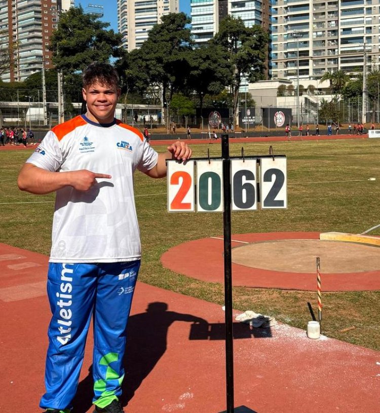 Pyetro Roberto Souza, da ADC SBC, quebra recorde brasileiro do arremesso do peso no Campeonato Paulista Sub-18